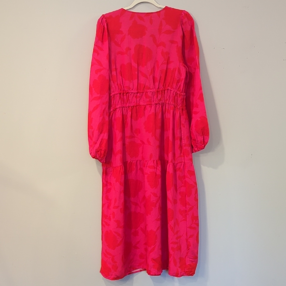Kate Spade x Target Maxi Dress Classic Rose Linen Long Sleeve size Medium - Picture 6 of 11